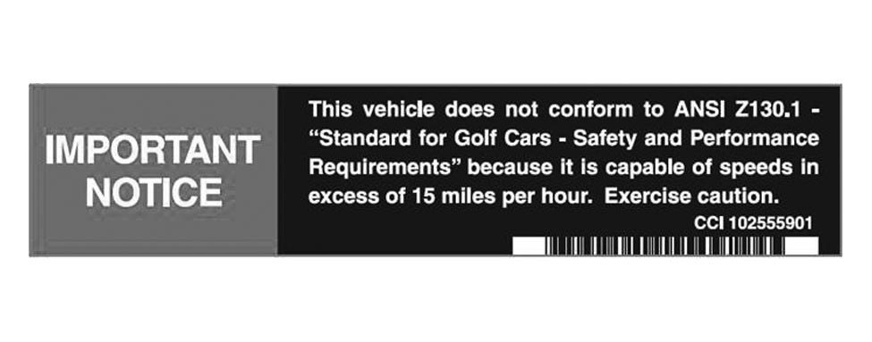 DECAL, PRIVATE SPEED, PREC | Fits Club Car | Part #102555901 OEM