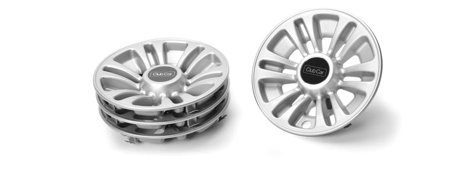 12-Spoke Silver Wheel Cover (set of 4) - 18" Wheel | Fits Club Car | Part #102559902 OEM