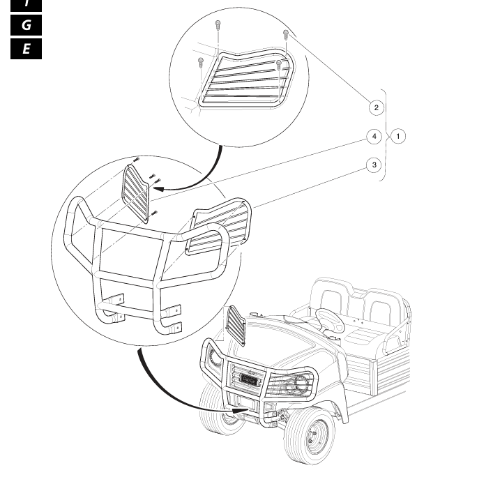 HEADLIGHT GUARD KIT FOR HEAVY DUTY FRONT BRUSH Carryall | Fits Club Car | Part #105156301 OEM