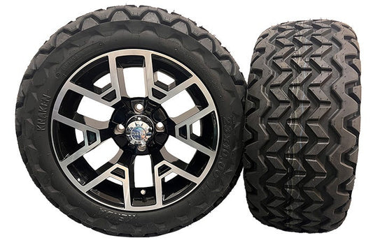 14" ATLAS GLOSS BLACK WHEEL WITH KRAKEN TIRE | Fits Club Car | Part OEM #47562948004
