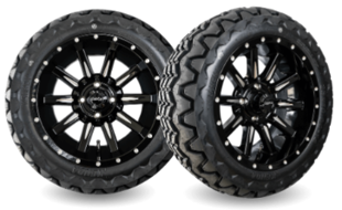 14" Gloss Black and Machined Zeus Wheel with 23x10-14" Kraken Tires | Fits Club Car | Part #47641038001 OEM