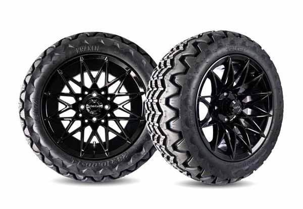 14" Athena Solid Gloss Black Kraken Tire | Fits Club Car | Part OEM #47659723004 or 47659723003