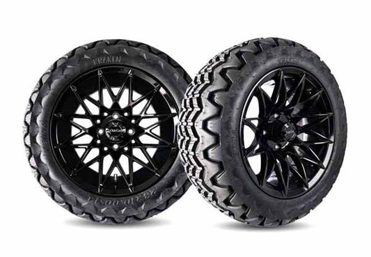 14" Athena Solid Gloss Black Kraken Tire | Fits Club Car | Part OEM #47659723004 or 47659723003