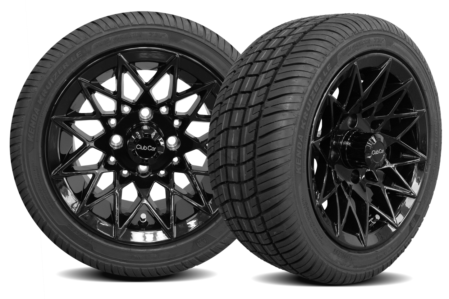 12" Solid Gloss Black Athena Wheel w 205/40-R12 SBR Tire | Fits Club Car | Part #47678899004 OEM