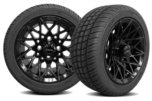 12" Solid Gloss Black Athena Wheel w 205/40-R12 SBR Tire | Fits Club Car | Part #47678899004 OEM