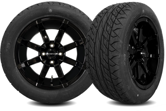 14" Gloss Black Aerion Wheel w 215/50R14 Morpheus Tire | Fits Club Car | Part #47699218002 OEM