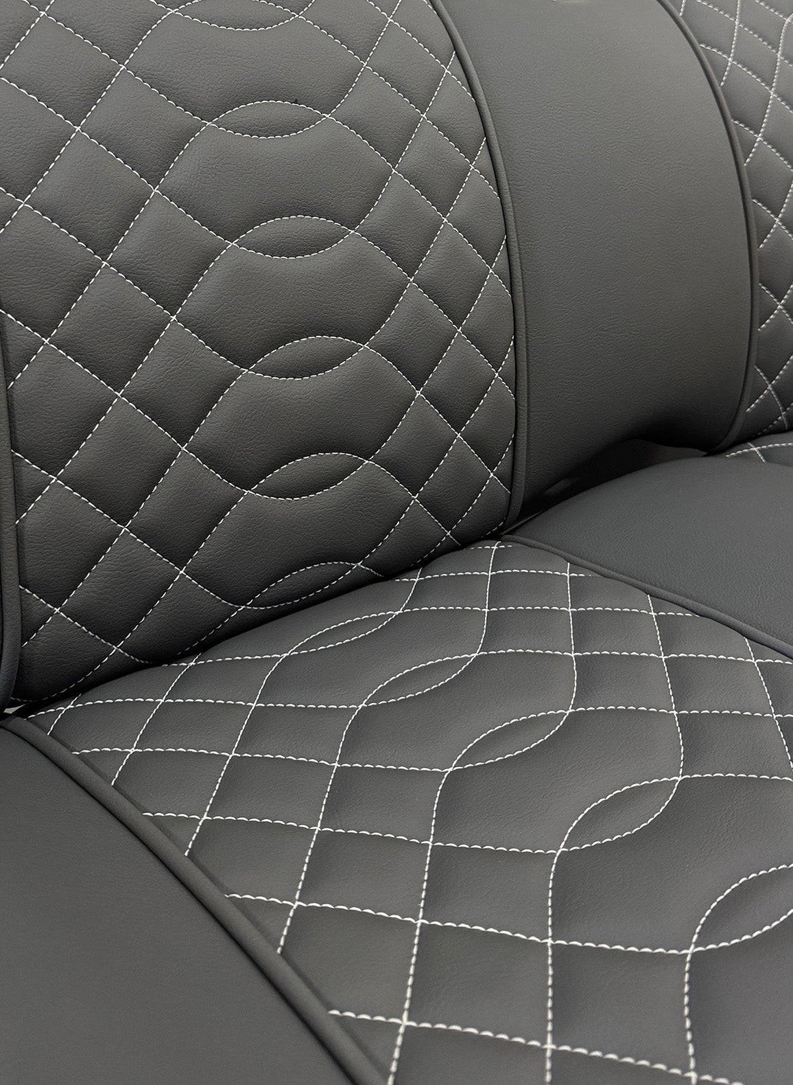 Breeze Permacool Graphite Grey w/ White Curved Stitching Rear Seat Back | Fits Club Car | Part #SVP13426197 OEM