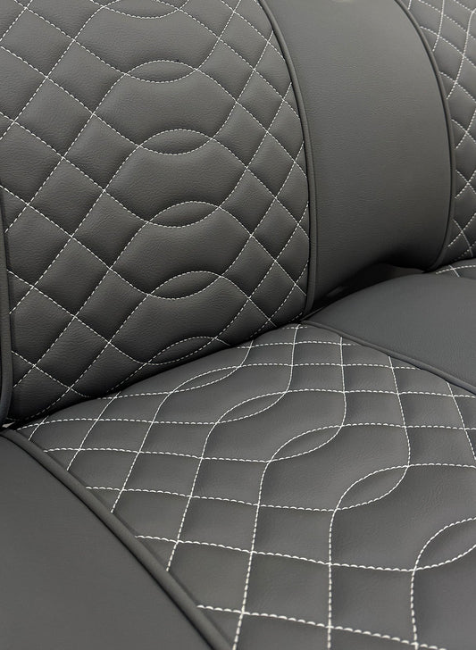 Breeze Permacool Graphite Grey w/ White Curved Stitching Rear Seat Back | Fits Club Car | Part #SVP13426197 OEM