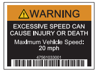 DECAL, WARNING, SPEED, 20 MPH | Fits Club Car | Part #47561033001 OEM