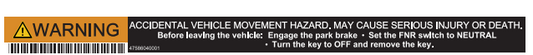 DECAL, WARN - PTV CSMR | Fits Club Car | Part #47586040001 OEM