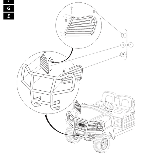HEADLIGHT GUARD KIT FOR HEAVY DUTY FRONT BRUSH Carryall | Fits Club Car | Part #105156301 OEM