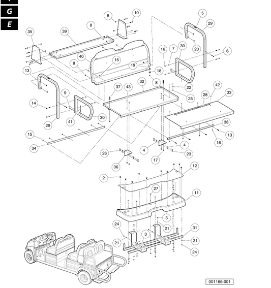 SEAT KIT, Rear FOLD DOWN, CA500 for Carryall 500 | Fits Club Car | Part #SVP777502 OEM