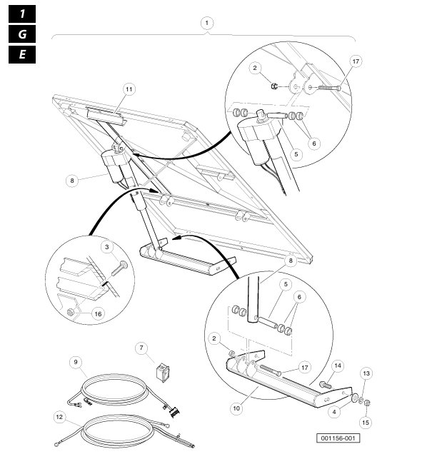 ELECTRIC BED LIFT KIT - ELECTRIC CAR | Fits Club Car | Part #105170301 OEM