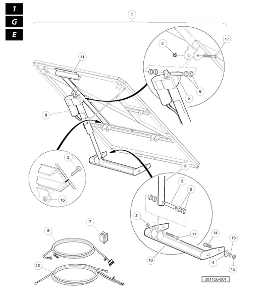 ELECTRIC BED LIFT KIT - ELECTRIC CAR | Fits Club Car | Part #105170301 OEM