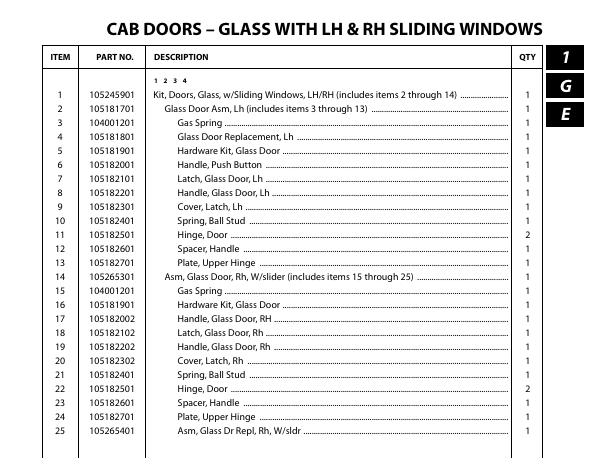 Cab Doors, Glass Deluxe (Slider in both Doors) | Fits Club Car | Part #105245901 OEM
