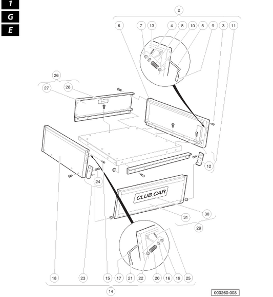 CARGO BOX KIT FOR CARRYALL 1 | Fits Club Car | Part #1015606 OEM