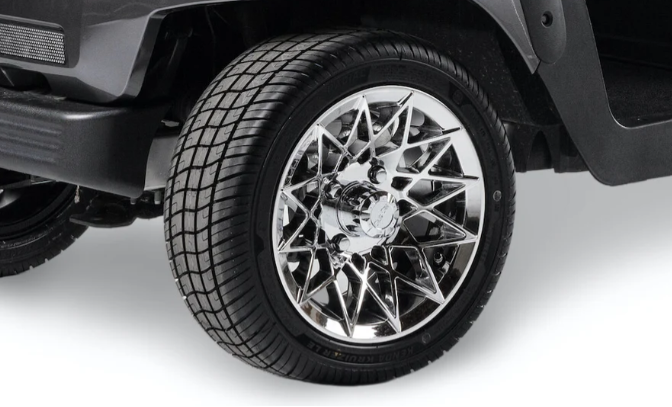 12" Bright Chrome Athena Wheel w 205/40-R12 SBR Tire | Fits Club Car | Part #47678899010 OEM