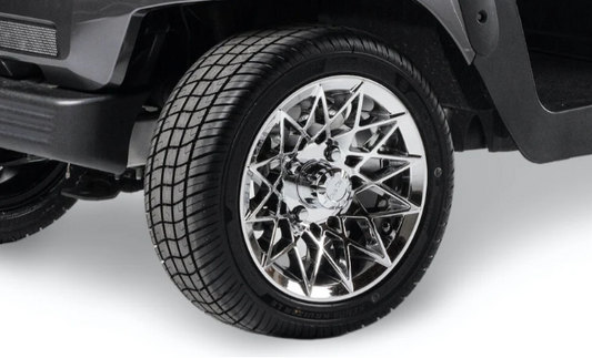 12" Bright Chrome Athena Wheel w 205/40-R12 SBR Tire | Fits Club Car | Part #47678899010 OEM